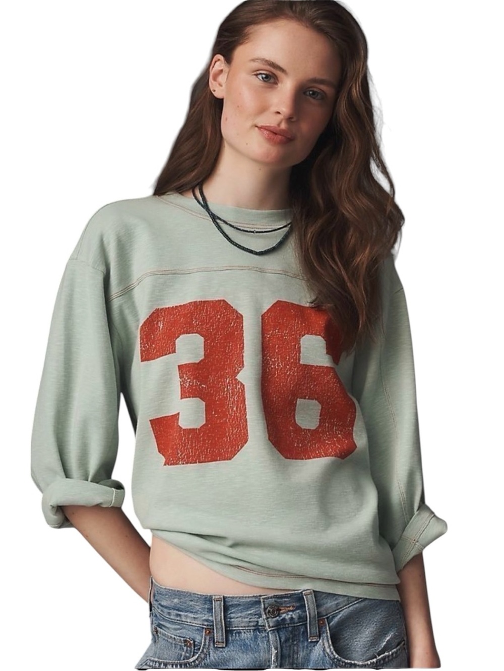 Anthropologie Pilcro 3/4 Sleeve Varsity Tee Oversized S PTP 21”